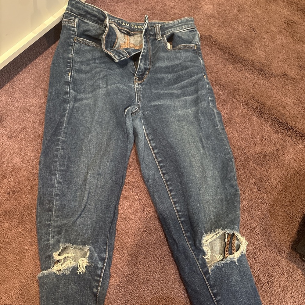 American Eagle Outfitters Women's Ripped Blue Skinny Jeans